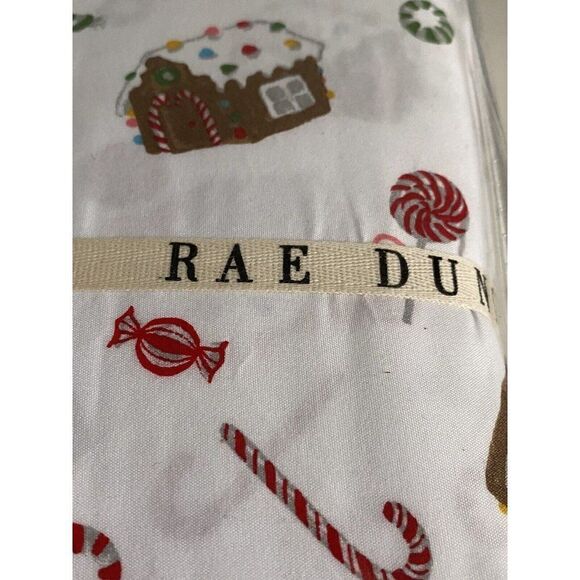 Rae Dunn By Enchante Gingerbread House Candy Cane Christmas Queen Sheet Set NEW - Picture 2 of 12